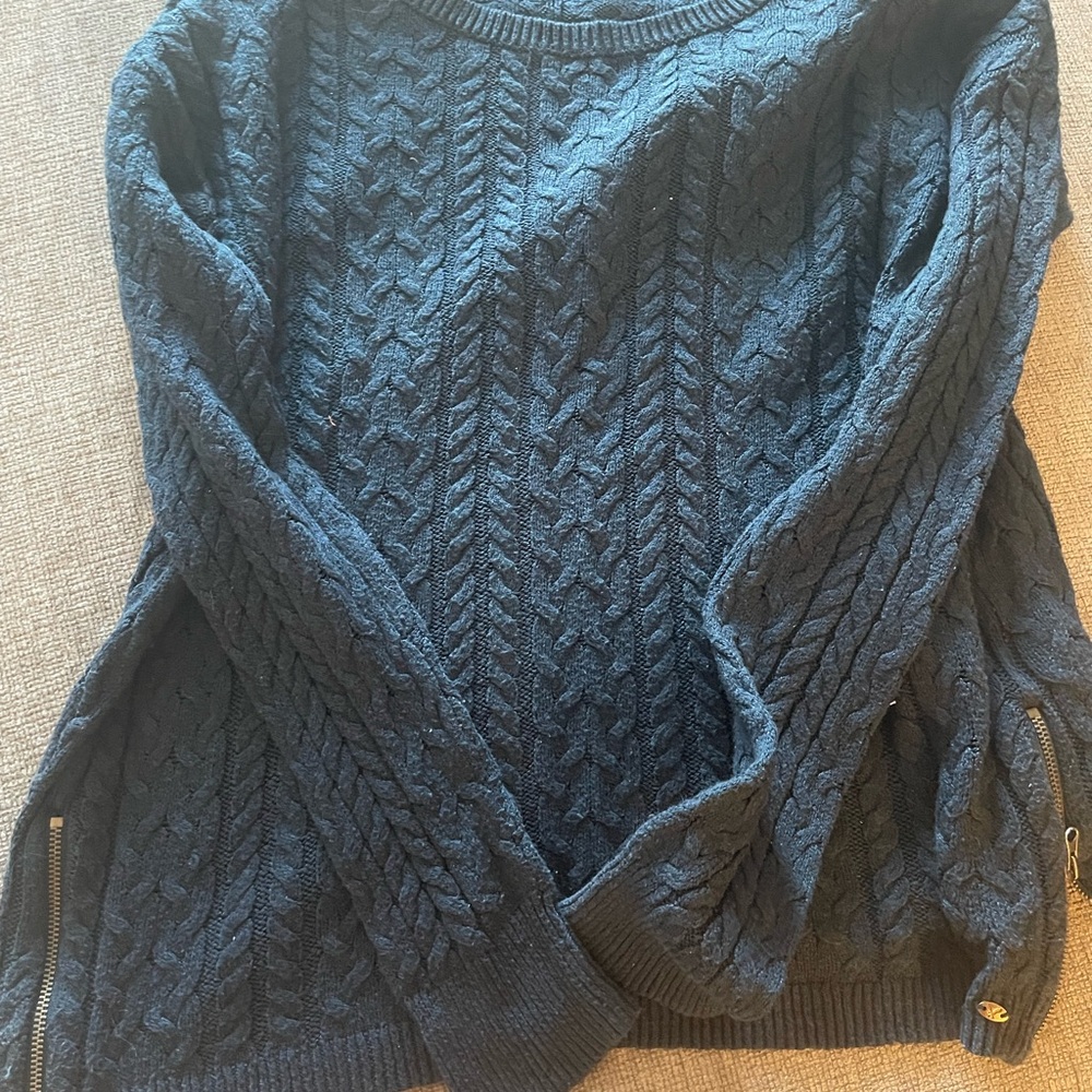 American Eagle Outfitters Dark Blue Cable Knit Sweater